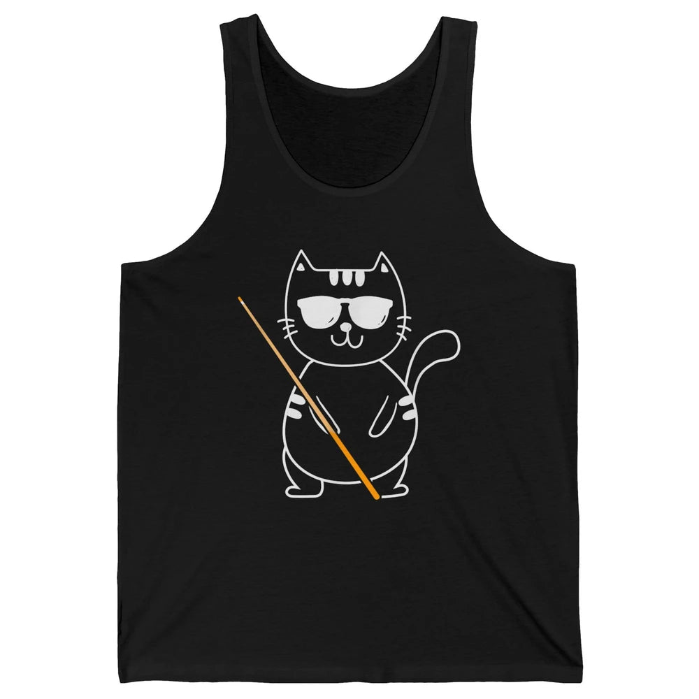 Pool Player Cool Cat Sunglasses Eight Balls Pool Snooker Pun Unisex Jersey Tank