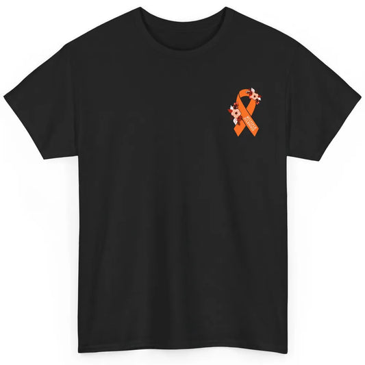 Multiple Sclerosis Awareness Floral Orange Ribbon Rainbow Classic Unisex T-Shirt