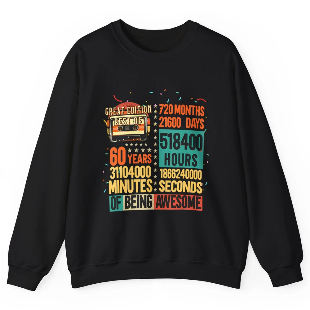 Retro 60s Lifetime Cassette Music Count Down 60th Birthday Unisex Crewneck Sweatshirt