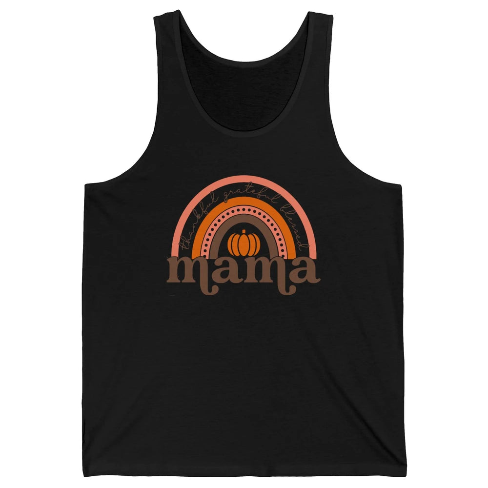 Pumpkin Rainbow Thankful Grateful Blessed Mama Thanksgiving Unisex Jersey Tank