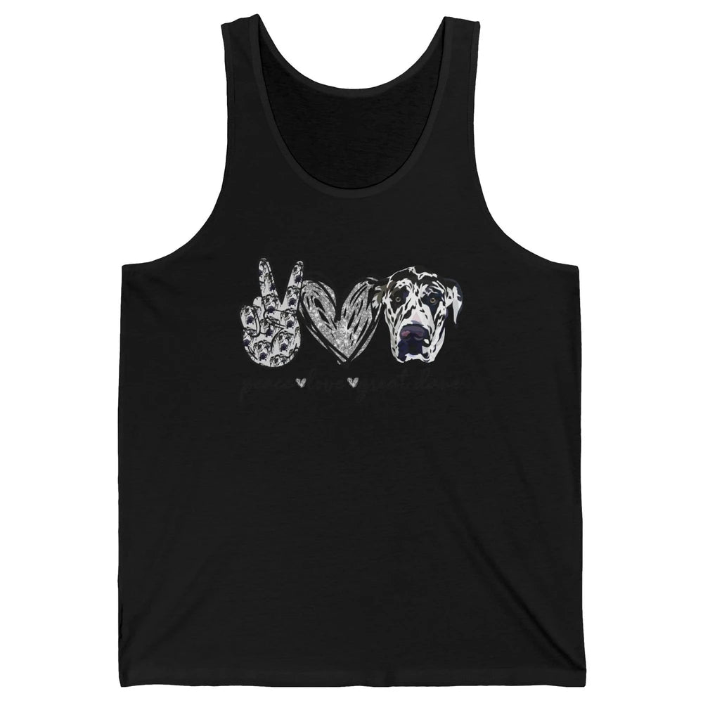 Peace Love Great Dane Dog Lovers Great Dane Mothers Fathers Unisex Jersey Tank