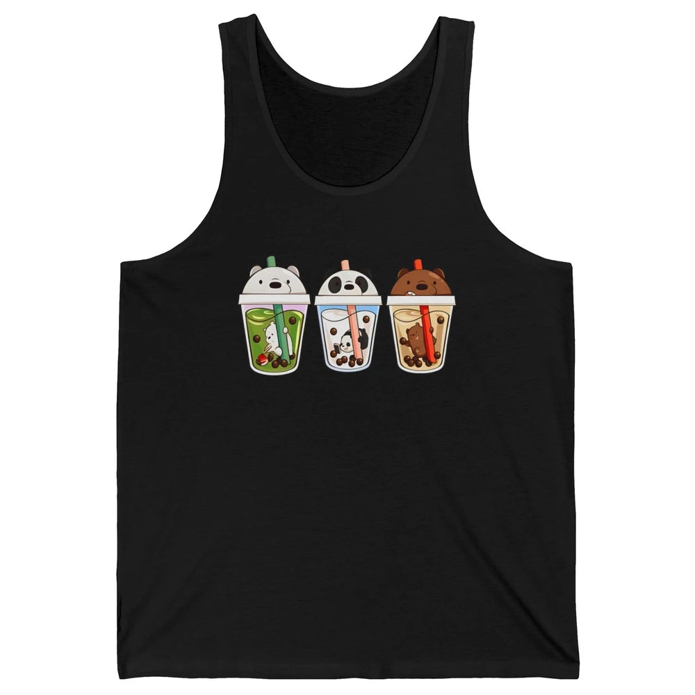 Panda Milk Tea Bears Milk Tea Animal Drinking Boba Lovers Unisex Jersey Tank