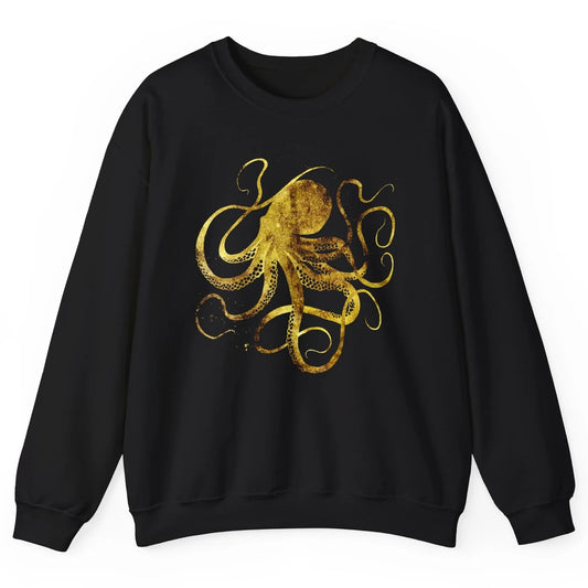Octopus Japanese Calligraphy Gyotaku Traditional Art Print Unisex Crewneck Sweatshirt