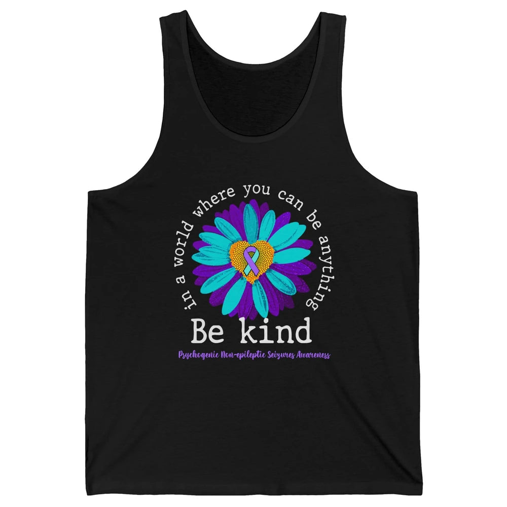 PNES Awareness Purple Teal Ribbon Sunflower Be Kind Unisex Jersey Tank