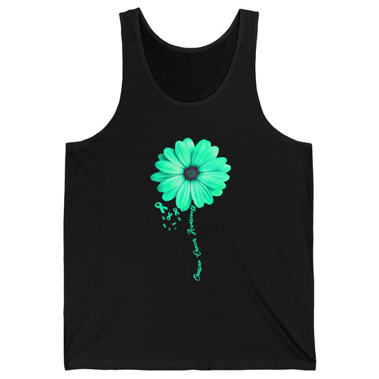 Ovarian Cancer Awareness Daisy Flower Teal Ribbon Cancer Unisex Jersey Tank