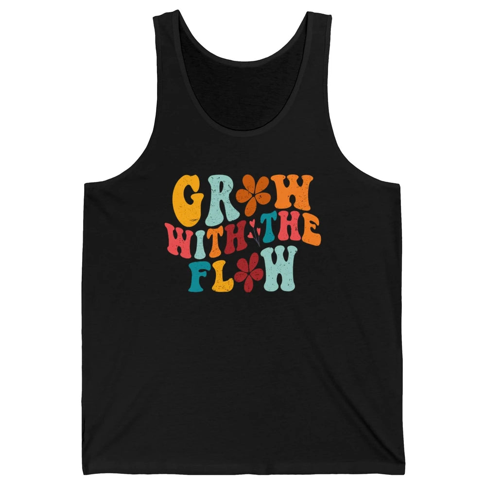 Retro Flower Grow With The Flow Summer Vintage Positive Life Unisex Jersey Tank