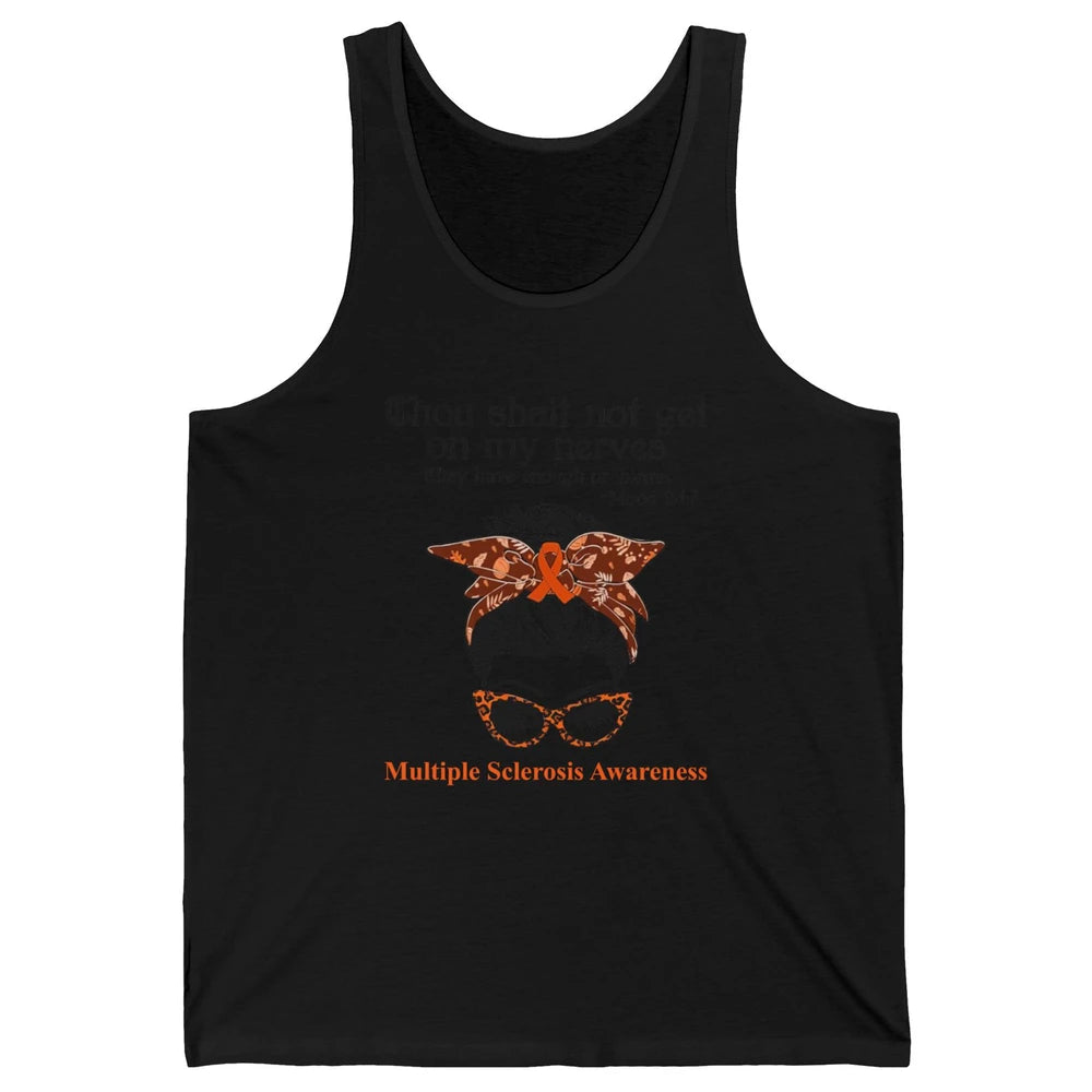 Multiple Sclerosis Awareness Messy Bun Ms Cancer Warrior Unisex Jersey Tank