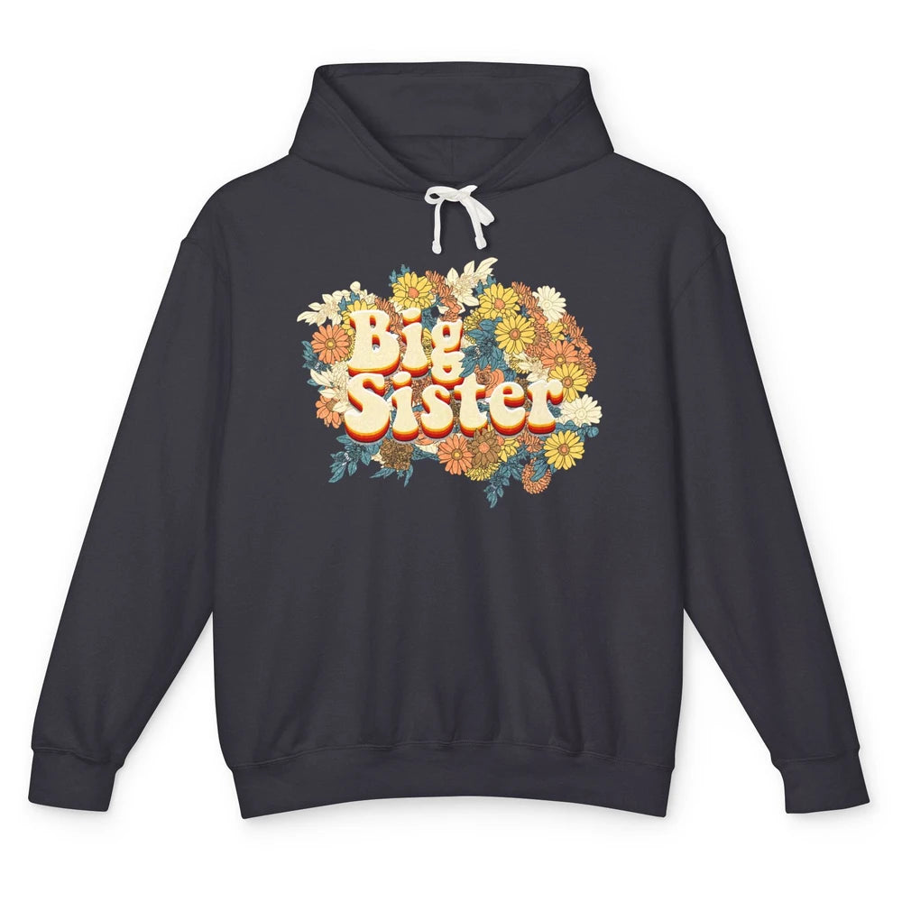 Retro Floral Big Sister Siblings Little Sister Gift Unisex Lightweight Hoodie