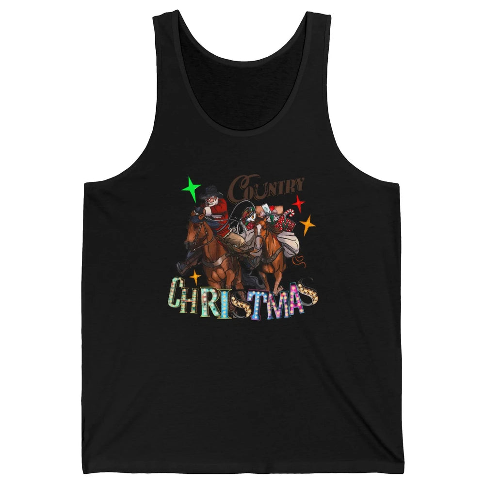 Santa Claus Country Christmas Y'all Western Country Cowboy Unisex Jersey Tank