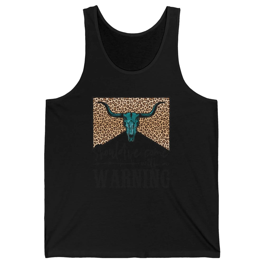 Retro Bull Skull Should've Come With Warning Western Country Unisex Jersey Tank