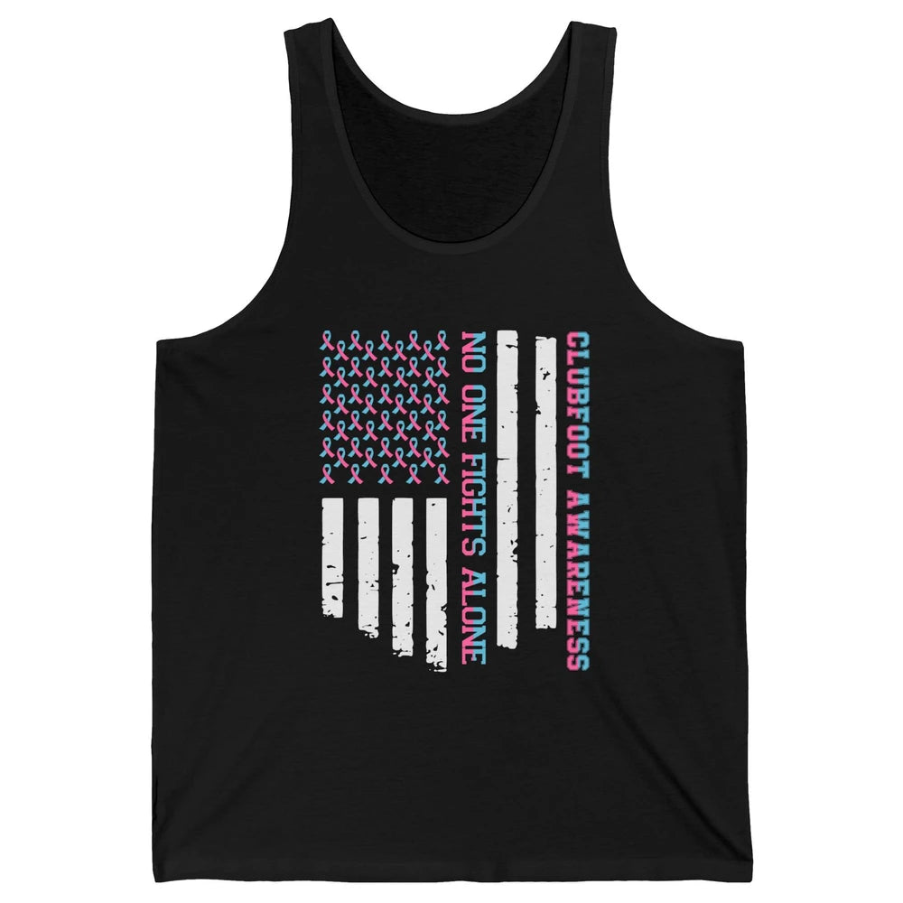 Retro Clubfoot Awareness Ribbon No One Fight Alone US Flag Unisex Jersey Tank