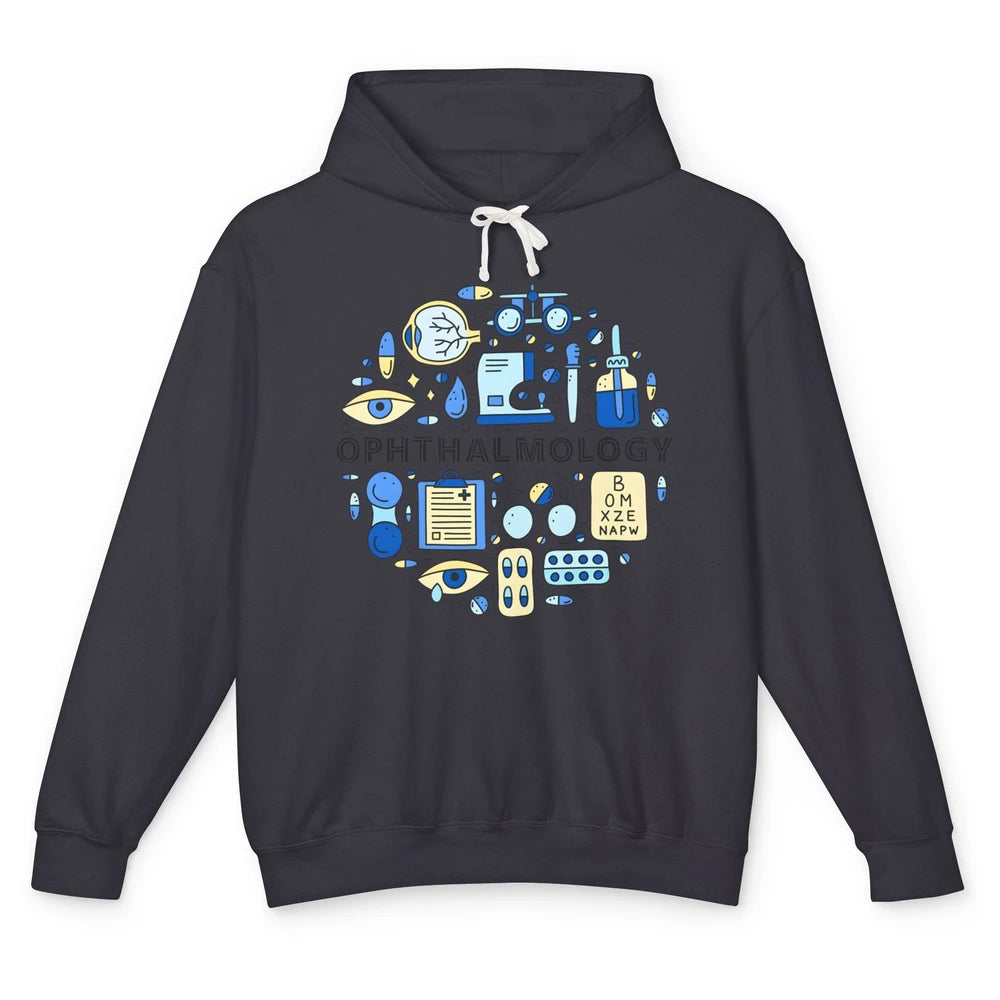 Optometrist Eye Chart Phoropter Symbols Ophthalmology Tech Unisex Lightweight Hoodie