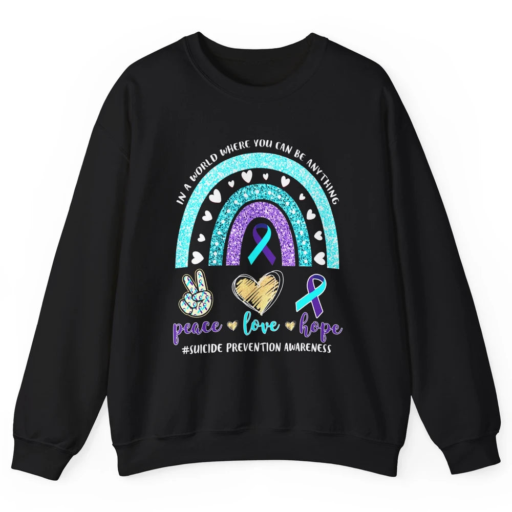 Peace Hope Love Rainbow Suicide Prevention Awareness Month Unisex Crewneck Sweatshirt