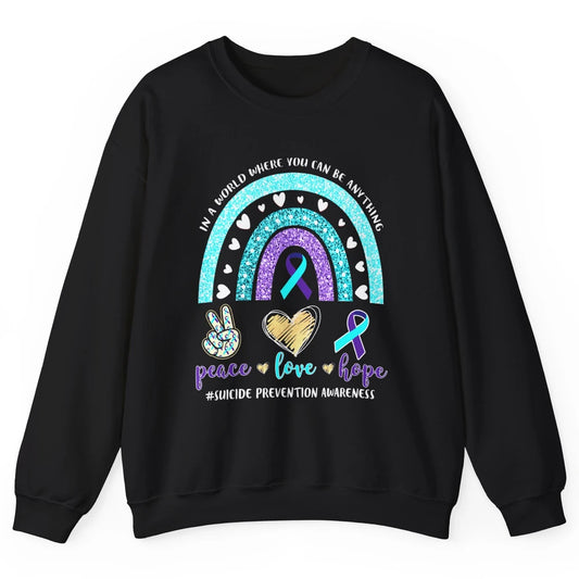 Peace Hope Love Rainbow Suicide Prevention Awareness Month Unisex Crewneck Sweatshirt