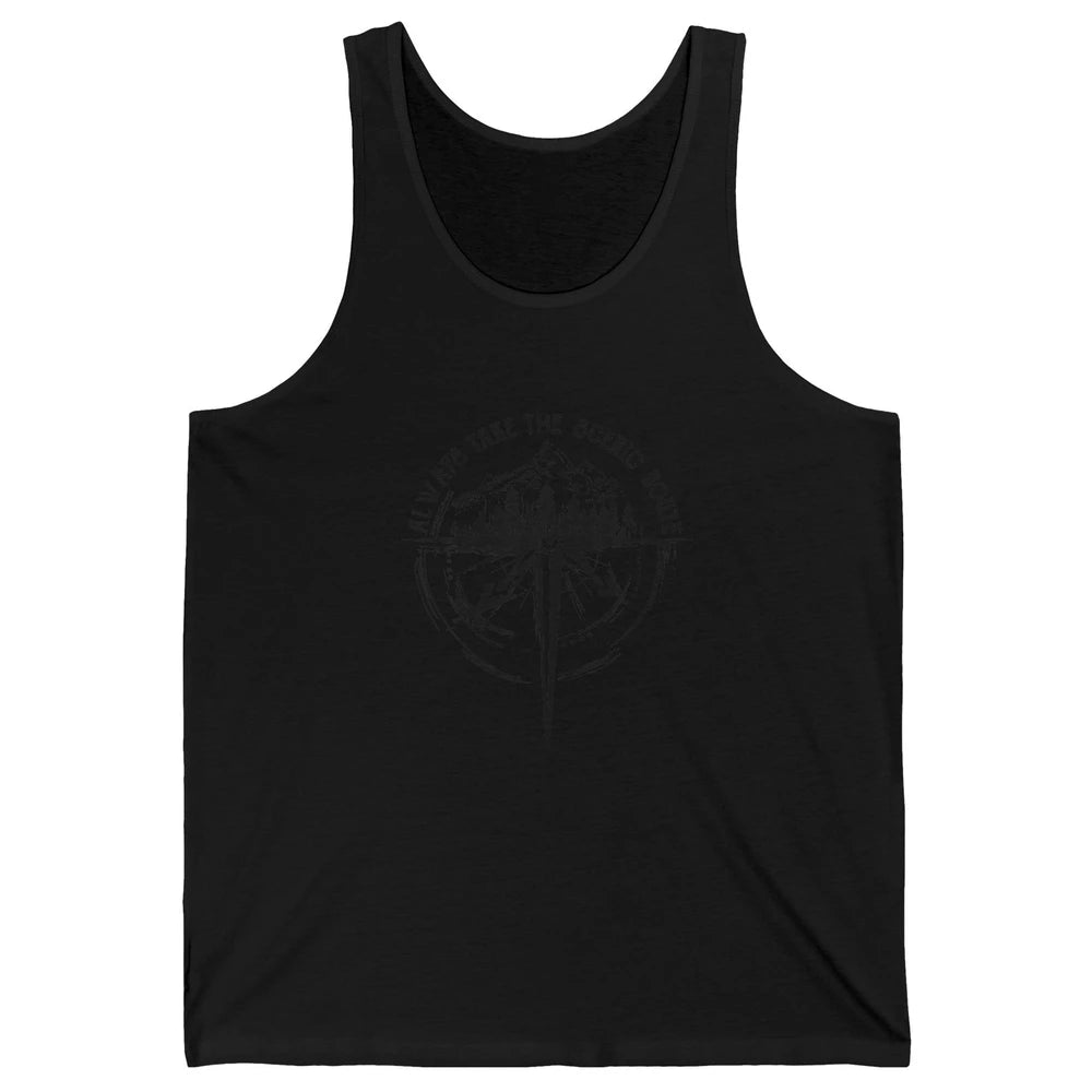 Outdoor Hiking Always Take Scenic Route Hiker Vintage Camp Unisex Jersey Tank