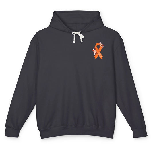 Multiple Sclerosis Awareness Floral Orange Ribbon Rainbow Unisex Lightweight Hoodie