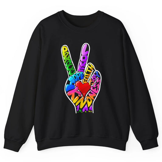 Peace Love Hope Joy Faith Kindness Word Christian Religious Unisex Crewneck Sweatshirt