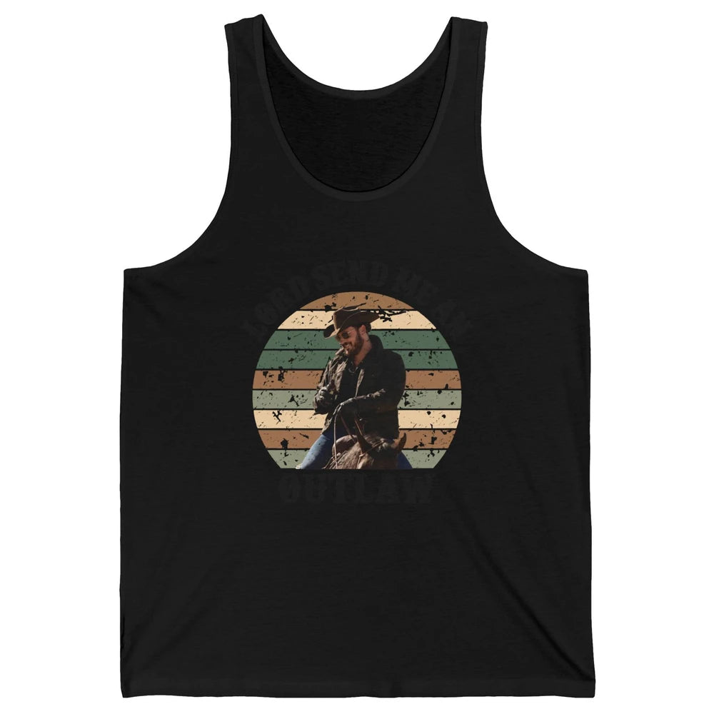 Retro Cowboy Horsing Lord Send Me An Outlaw Western Country Unisex Jersey Tank