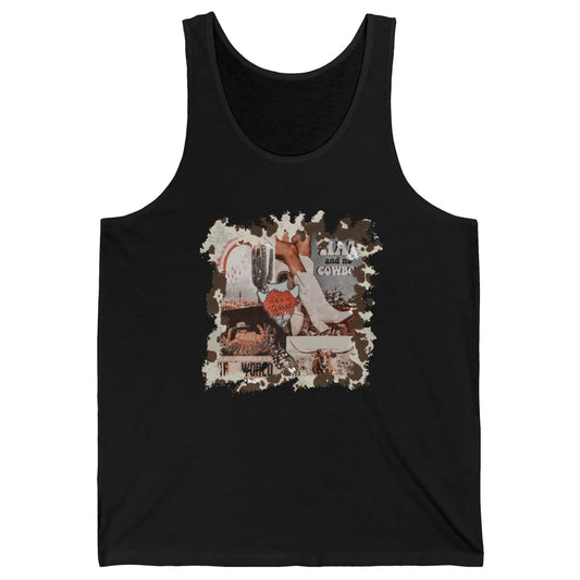 Retro Cowgirl Boots Desert Cactus Go West Western Country Unisex Jersey Tank