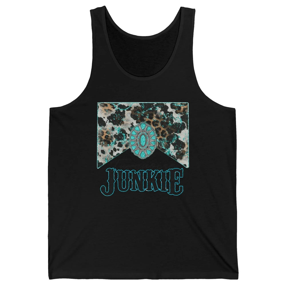 Retro Leopard Turquoise Junkie Gemstone Western Country Unisex Jersey Tank