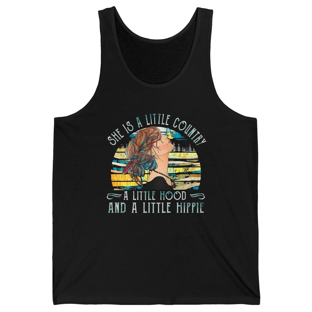 Retro Hippie Girl She's A Little Country A Little Hood Peace Unisex Jersey Tank