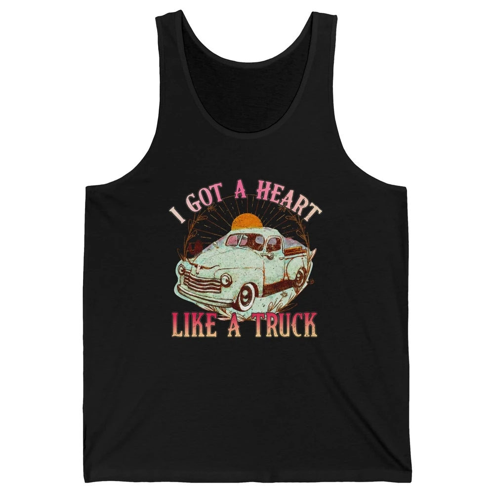 Retro Desert Sunset Truck I Got A Heart Like A Truck Western Unisex Jersey Tank