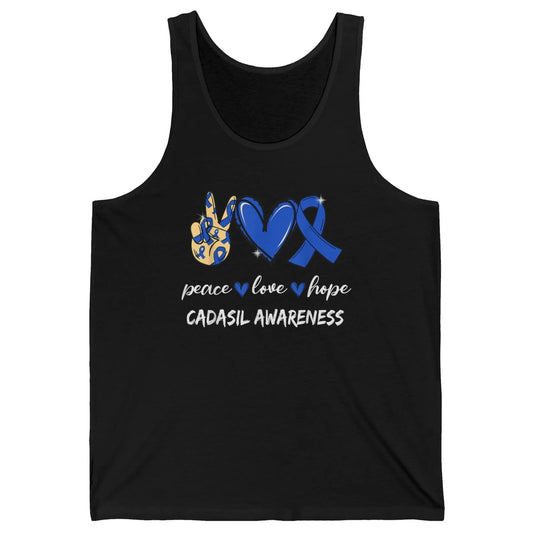 Peace Love Hope Heart Love Cadasil Awareness Blue Ribbon Unisex Jersey Tank