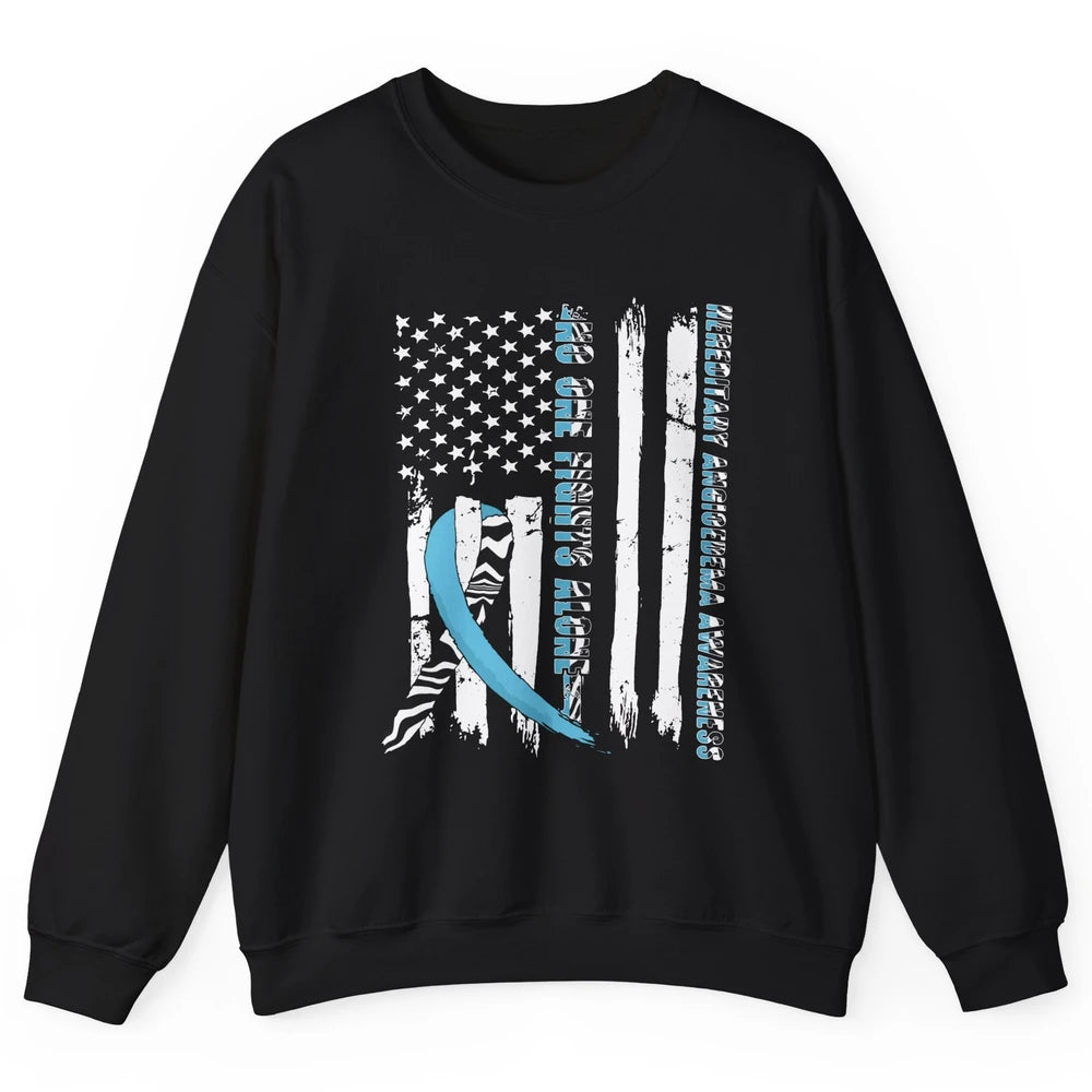 Retro Hereditary Angioedema No One Fight Alone Zebra Ribbon Unisex Crewneck Sweatshirt