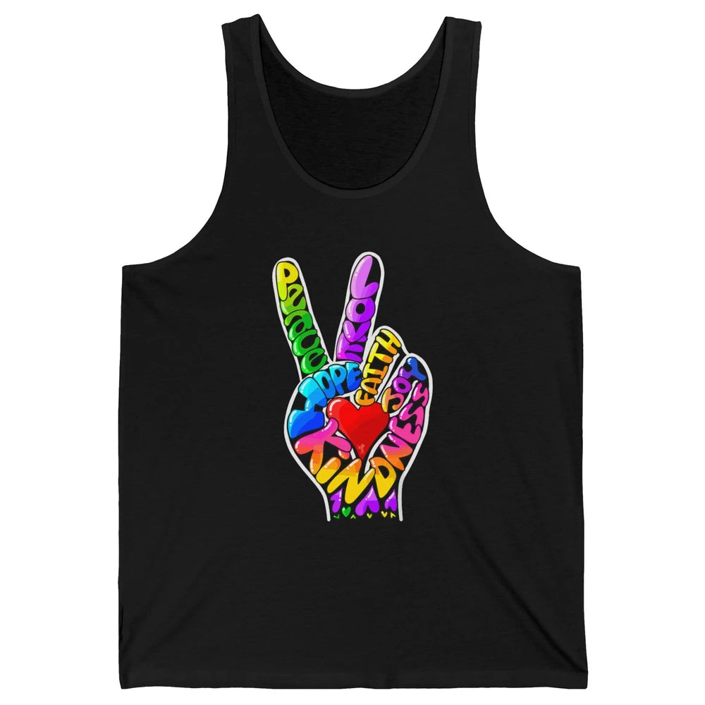 Peace Love Hope Joy Faith Kindness Word Christian Religious Unisex Jersey Tank