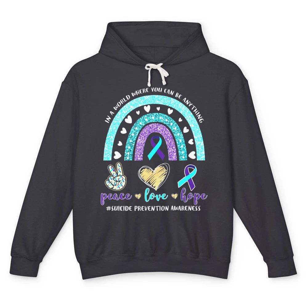 Peace Hope Love Rainbow Suicide Prevention Awareness Month Unisex Lightweight Hoodie