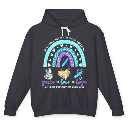 Peace Hope Love Rainbow Suicide Prevention Awareness Month Unisex Lightweight Hoodie