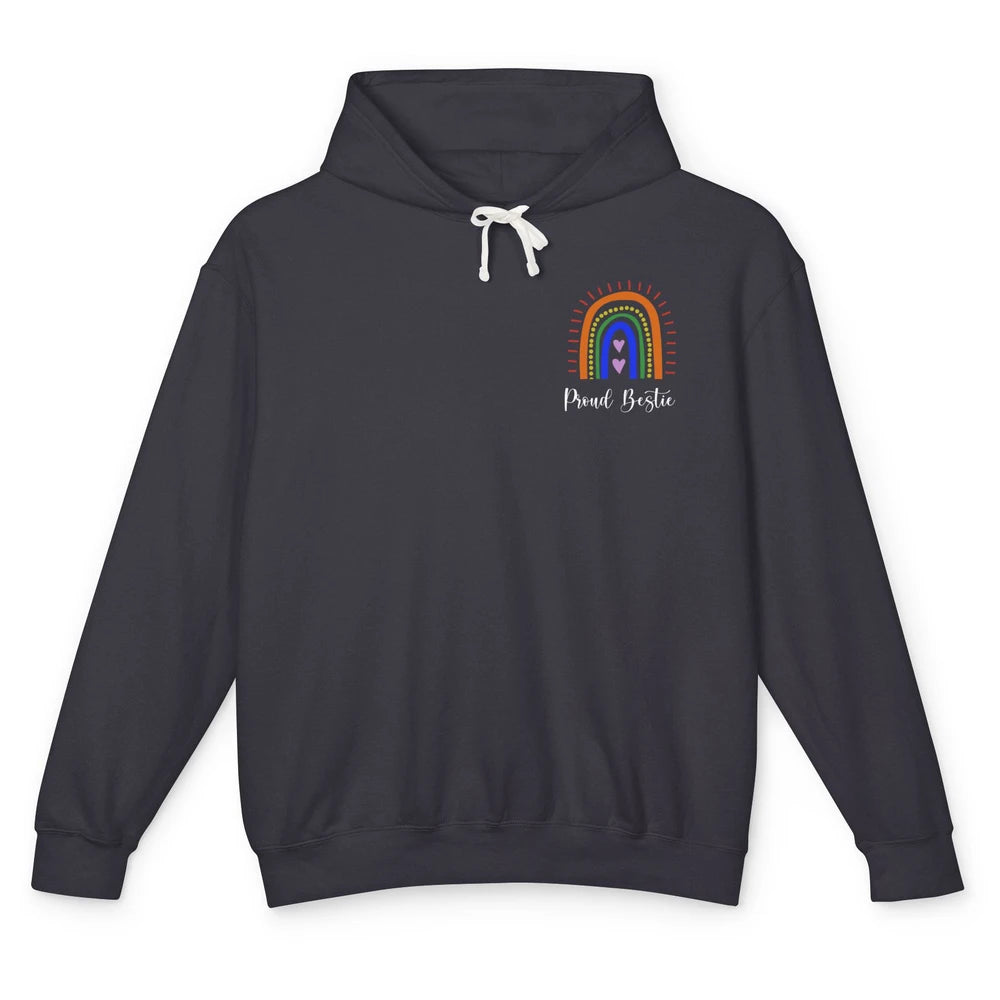Rainbow Proud Bestie Proud Ally LGBT Gay Pride Month Unisex Lightweight Hoodie