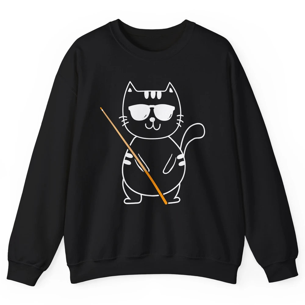 Pool Player Cool Cat Sunglasses Eight Balls Pool Snooker Pun Unisex Crewneck Sweatshirt