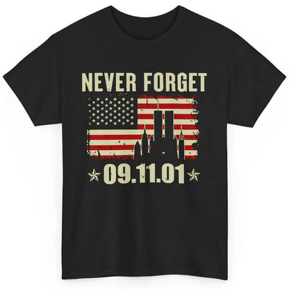 Retro Never Forget 911 American Flag Patriotic Memorial Gift Classic Unisex T-Shirt