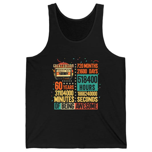 Retro 60s Lifetime Cassette Music Count Down 60th Birthday Unisex Jersey Tank