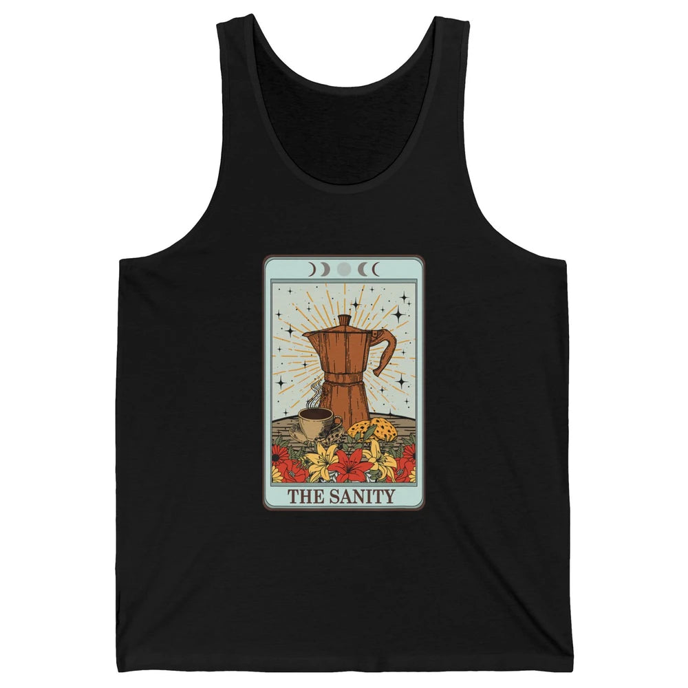 Retro Coffee Tarot Card The Sanity Floral Baker Moon Phases Unisex Jersey Tank
