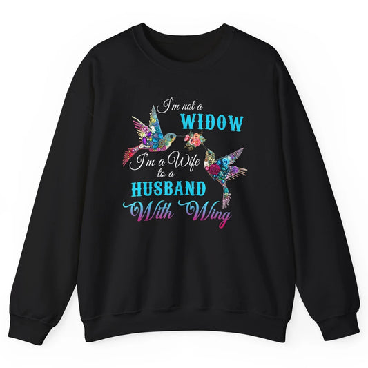 Not Widow Wife Of Husband In Heaven Angel With Wings Birds Unisex Crewneck Sweatshirt
