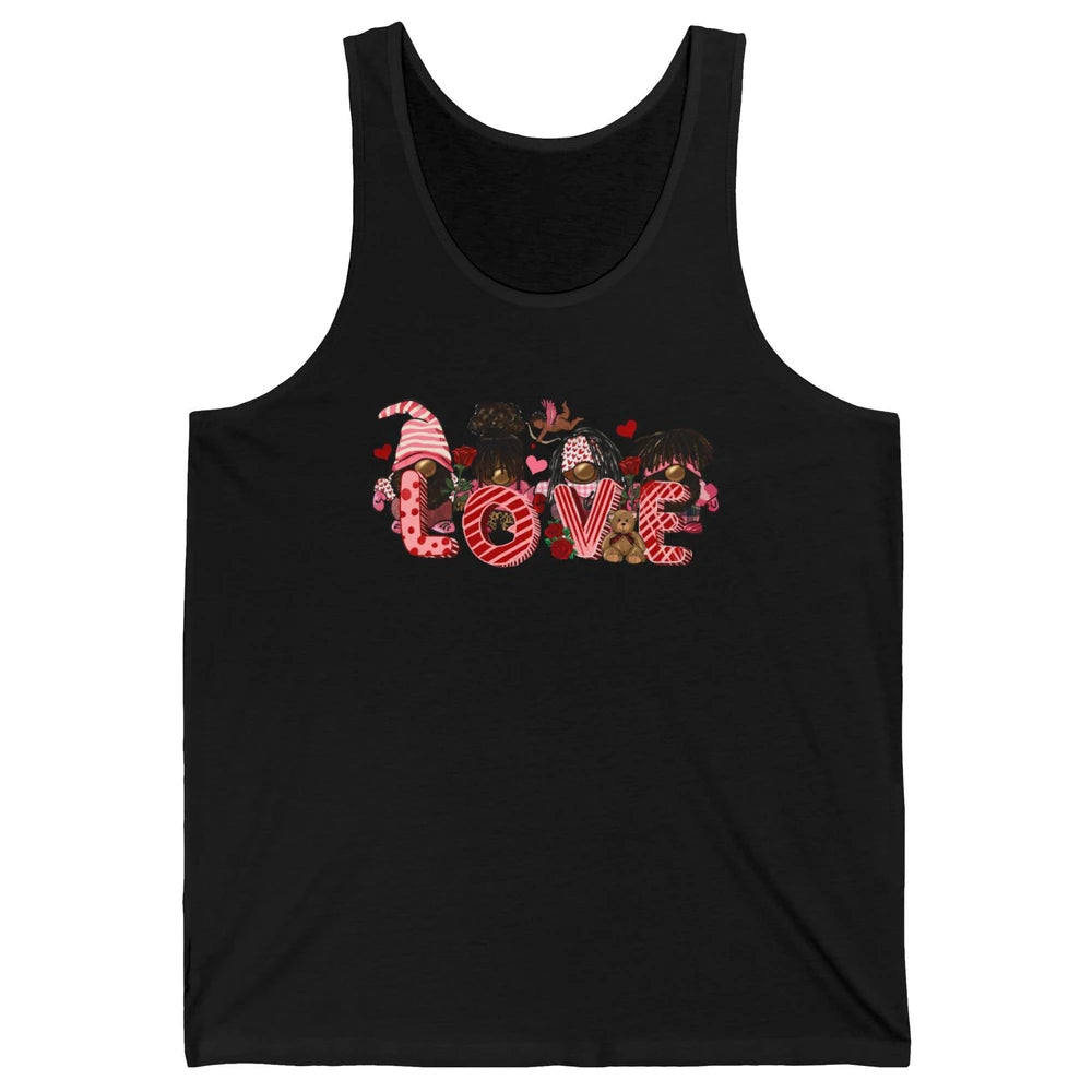 Afro Gnome Love Valentine African American Valentine's Day Unisex Jersey Tank
