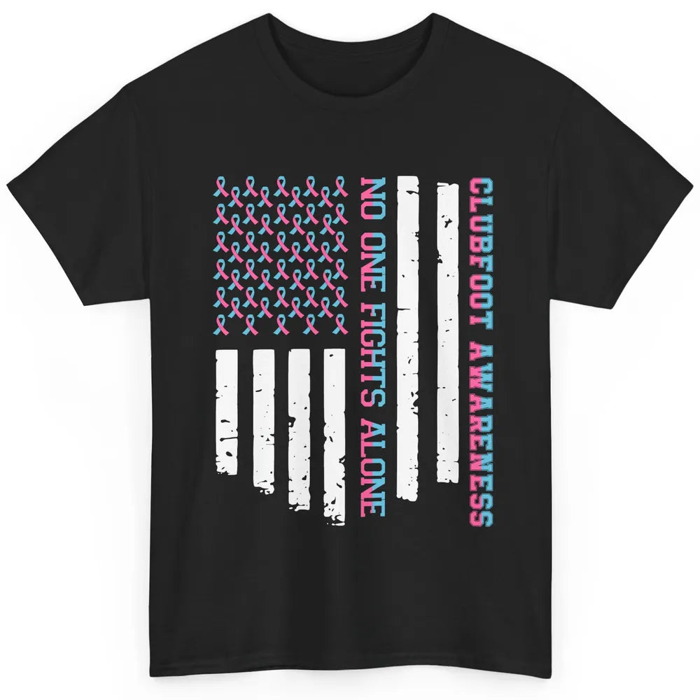 Retro Clubfoot Awareness Ribbon No One Fight Alone US Flag Classic Unisex T-Shirt