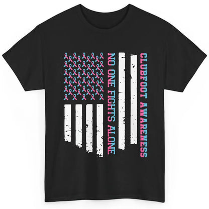Retro Clubfoot Awareness Ribbon No One Fight Alone US Flag Classic Unisex T-Shirt