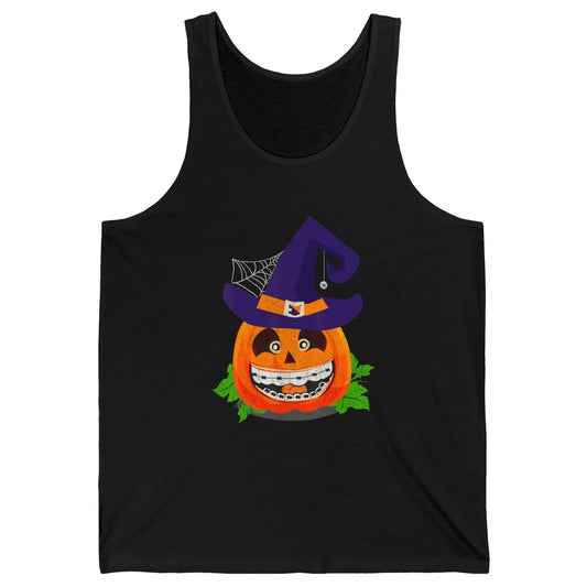 Pumpkin Witch Teeth Braces Dental Dentist Halloween Spooky Unisex Jersey Tank
