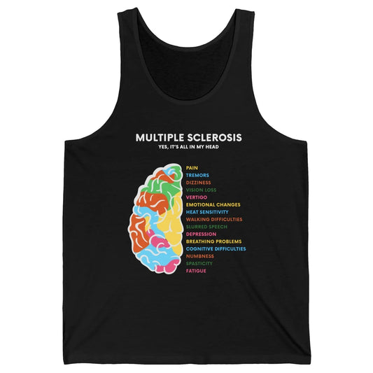 Multiple Sclerosis Awareness Its All In My Head Ms Ribbon Unisex Jersey Tank