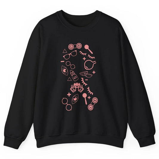 Optical Symbol Pink Ribbon Breast Cancer Support Optometrist Unisex Crewneck Sweatshirt