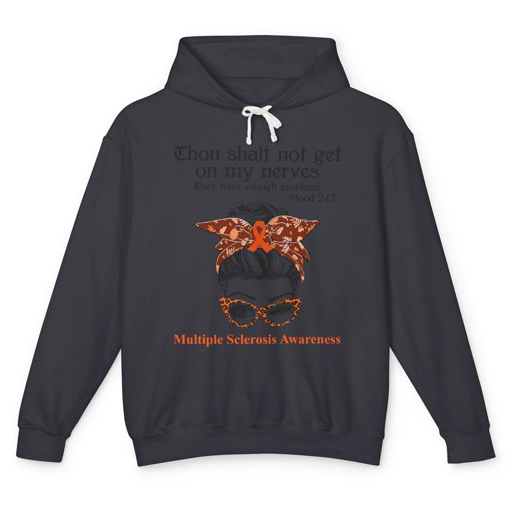 Multiple Sclerosis Awareness Messy Bun Ms Cancer Warrior Unisex Lightweight Hoodie