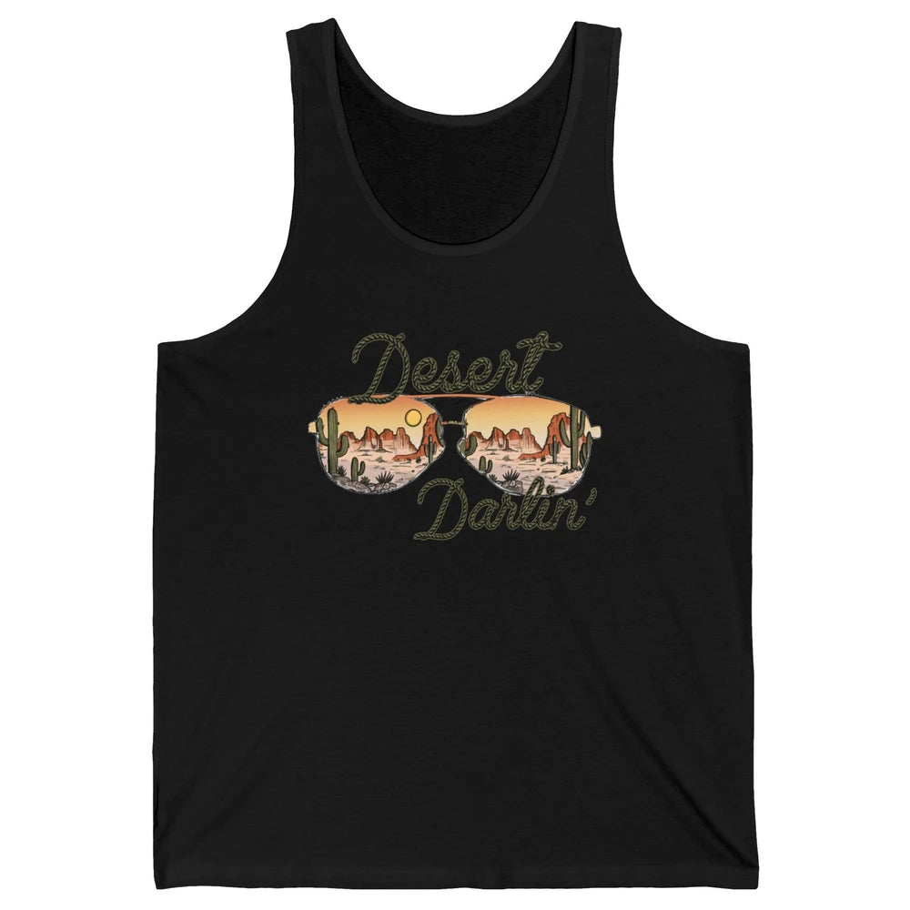 Retro Desert Darling Cactus Glasses Western Country Cowboy Unisex Jersey Tank