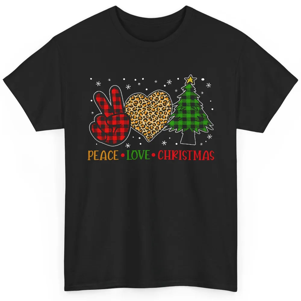 Peace Love Christmas Cute Christmas Heart Plaid Xmas Gift Classic Unisex T-Shirt