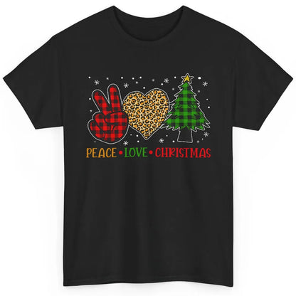 Peace Love Christmas Cute Christmas Heart Plaid Xmas Gift Classic Unisex T-Shirt