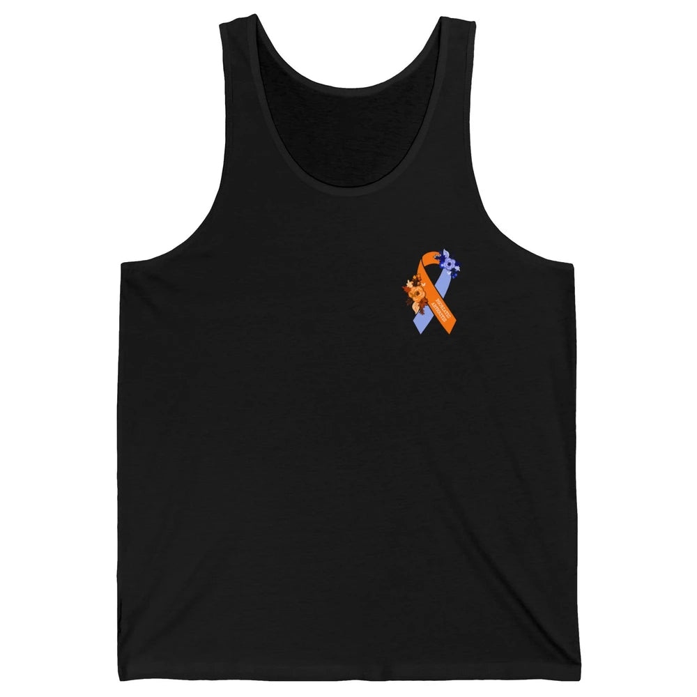Psoriatic Arthritis Awareness PsA Floral Blue Orange Ribbon Unisex Jersey Tank