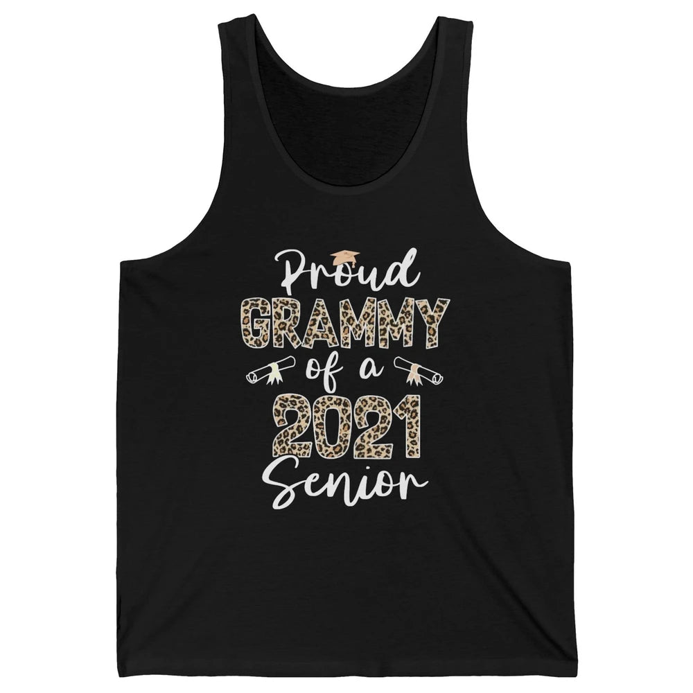 Proud Grammy Of A 2021 Senior Senior 2021 Grad Party Leopard Unisex Jersey Tank