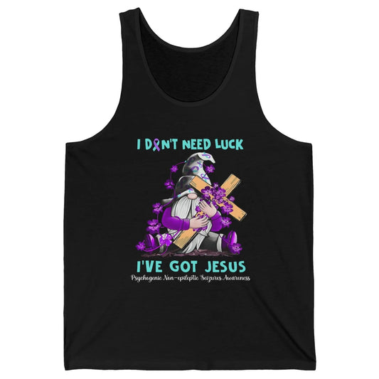 PNES Awareness Gnome I Don't Need Luck I've Got Jesus Faith Unisex Jersey Tank